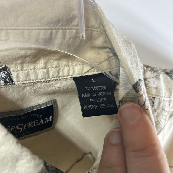 Field & Stream Shirt Mens Large Short Sleeve Fish Fishing Pole Bass Angler Beige - Picture 4 of 10